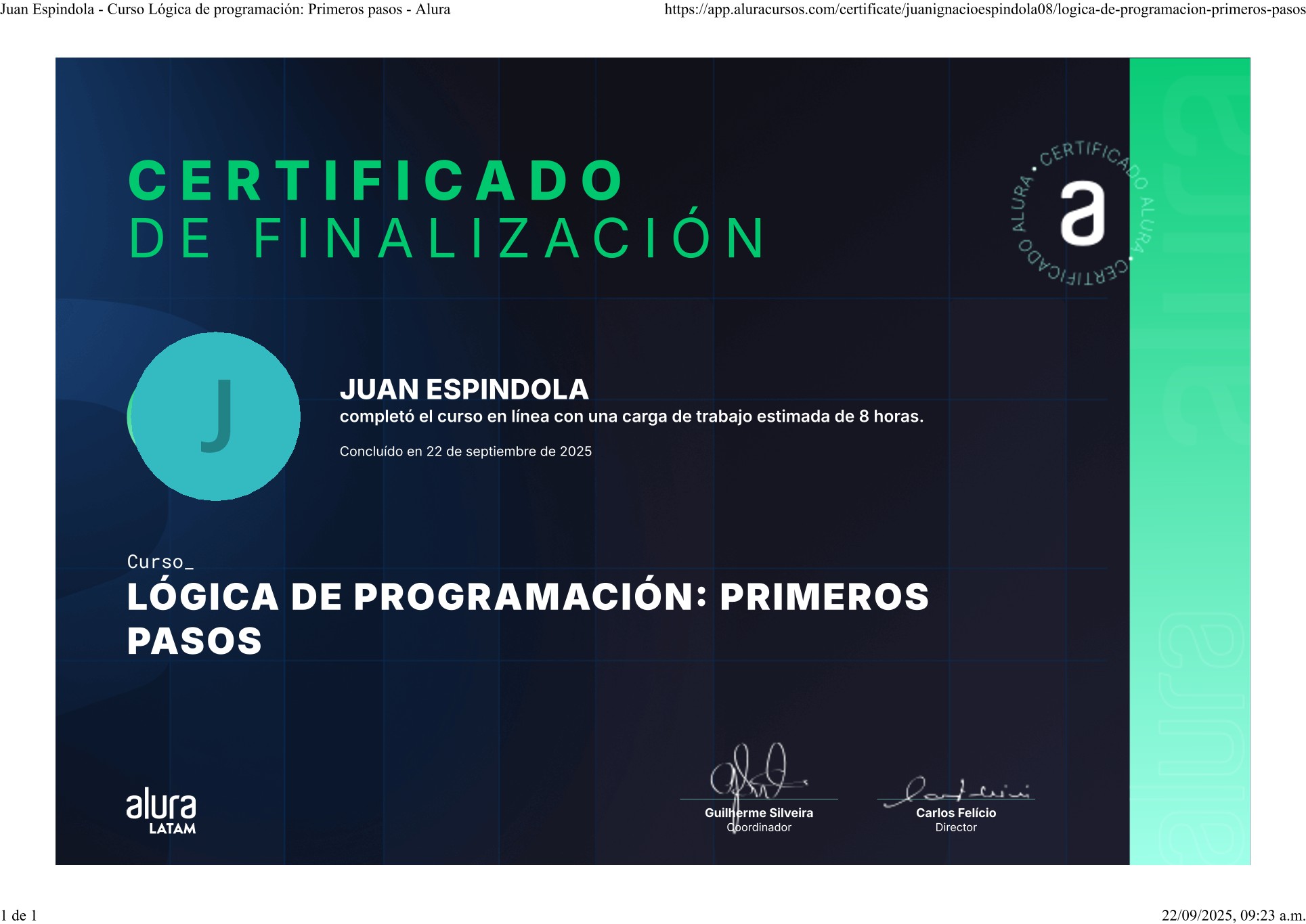 LÃ³gica de ProgramaciÃ³n: Primeros Pasos - Alura