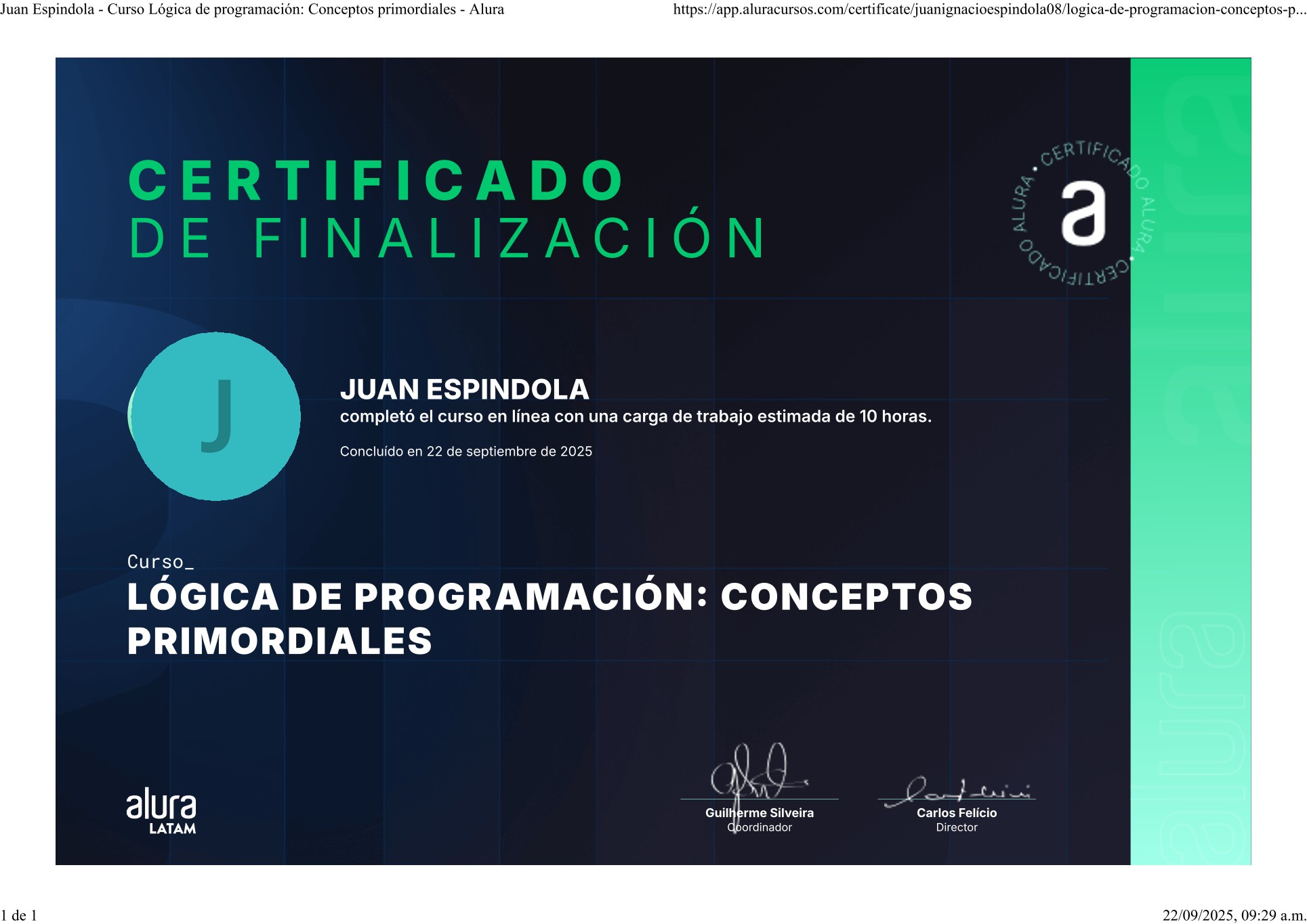 LÃ³gica de ProgramaciÃ³n: Conceptos Primordiales - Alura