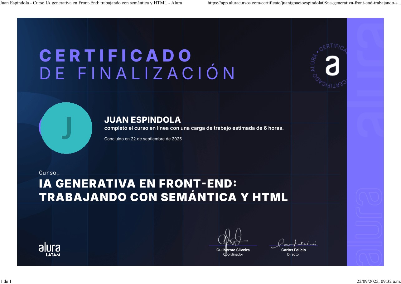 IA Generativa en Front-end: SemÃ¡ntica y HTML - Alura