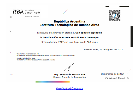 CertificaciÃ³n Avanzada en Full Stack Developer - ITBA