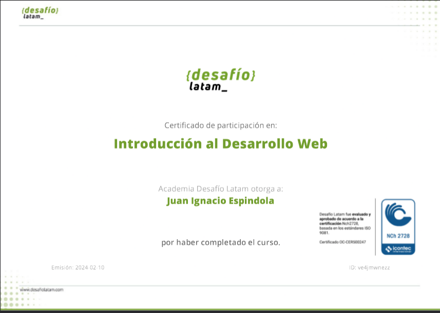 Certificación de Desarrollo WEB